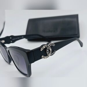 CHANEL SUNGLASSES CAT EYE BLACK CH5456